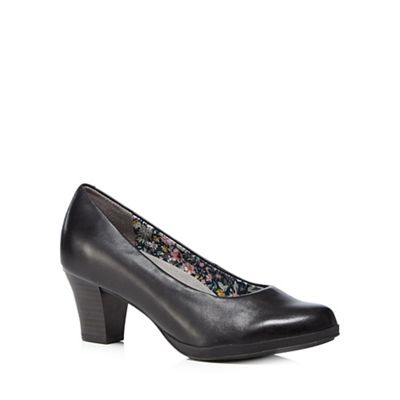 Hotter Black 'Angelica' mid heeled court shoes